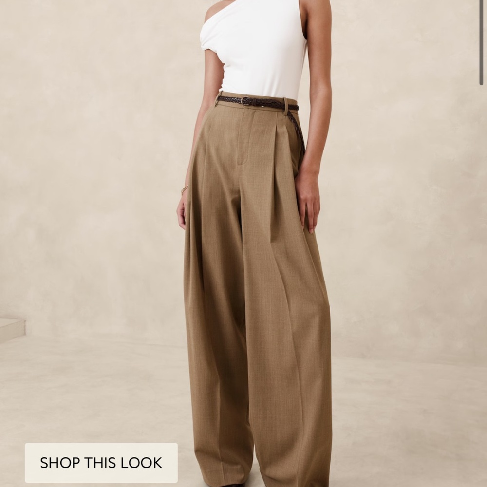 New Sienna Wide-Leg Italian Wool Pants Banana Republic